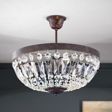 Хрустальная люстра на штанге ARILA 3xE14/40W/230V диаметр 40 см коричневый/патина