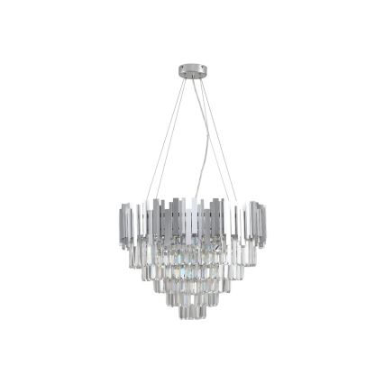 Хрустальная люстра на тросе PLAZA 9xE14/40W/230V, диаметр 60 см, серебристая