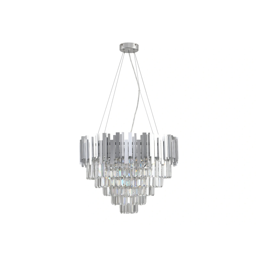 Хрустальная люстра на тросе PLAZA 9xE14/40W/230V, диаметр 60 см, серебристая