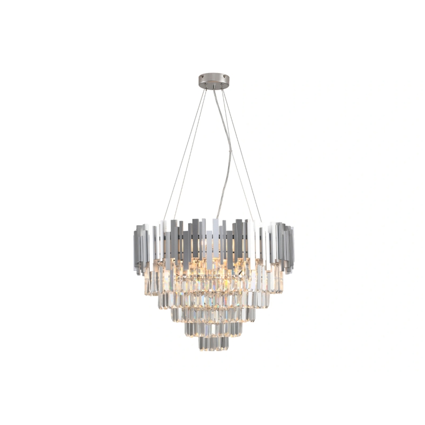 Хрустальная люстра на тросе PLAZA 9xE14/40W/230V, диаметр 60 см, серебристая