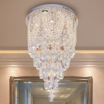 Хрустальная потолочная LED-люстра MAJURO, 30 Вт/230 В, Ø 40 см, полированный хром, с пультом дистанционного управления