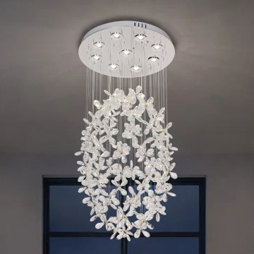 Хрустальная потолочная LED-люстра SAMOA LED/30W/230V, диаметр 40 см, полированный хром, с пультом дистанционного управления