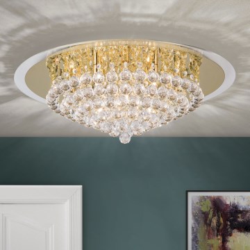 Хрустальный потолочный светильник GLORIA 9xG9/40W/230V диаметр 62 см золотистый