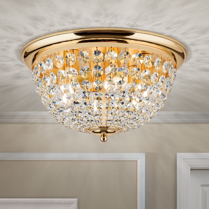 Хрустальный потолочный светильник PLAFOND 6xE27/40W/230V диаметр 47 см золотистый