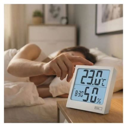 Цифровий термометр з гігрометром 1xAA білий