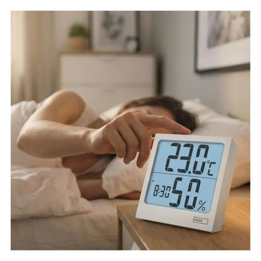 Цифровий термометр з гігрометром 1xAA білий