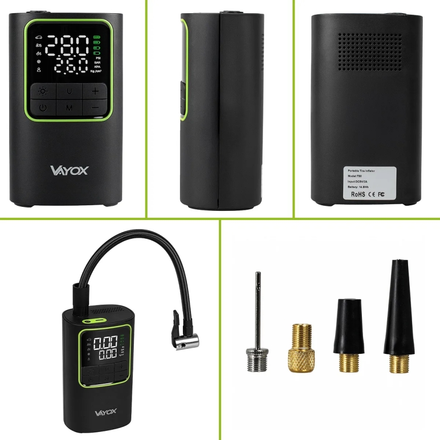 Цифровий кишеньковий компресор 5V 4000 mAh чорний