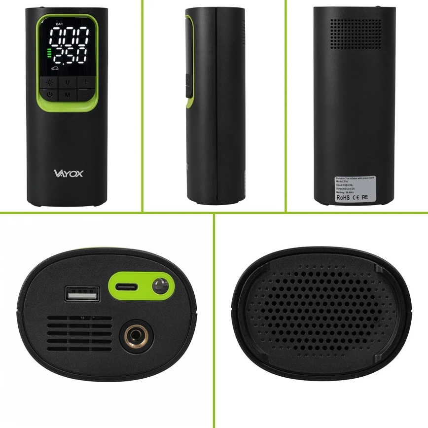 Цифровий кишеньковий компресор 5V 8000 mAh чорний