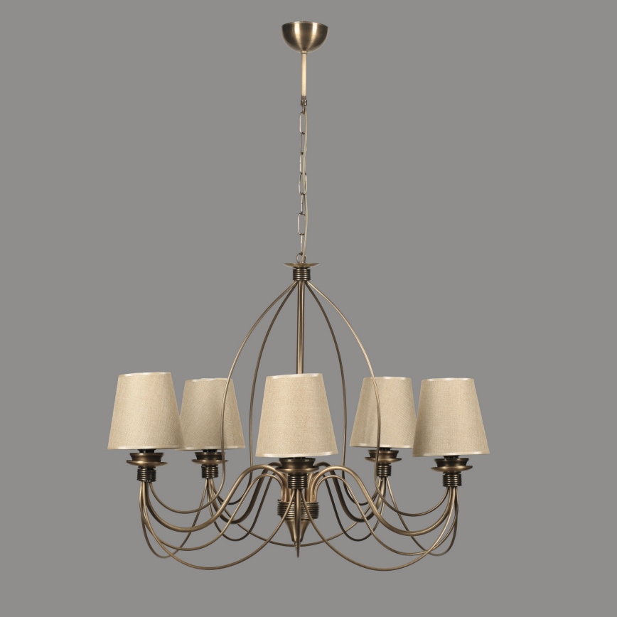 Classic Chandelier 5xE14/40W/230V bronze/beige