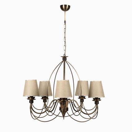 Classic Chandelier 5xE14/40W/230V bronze/beige
