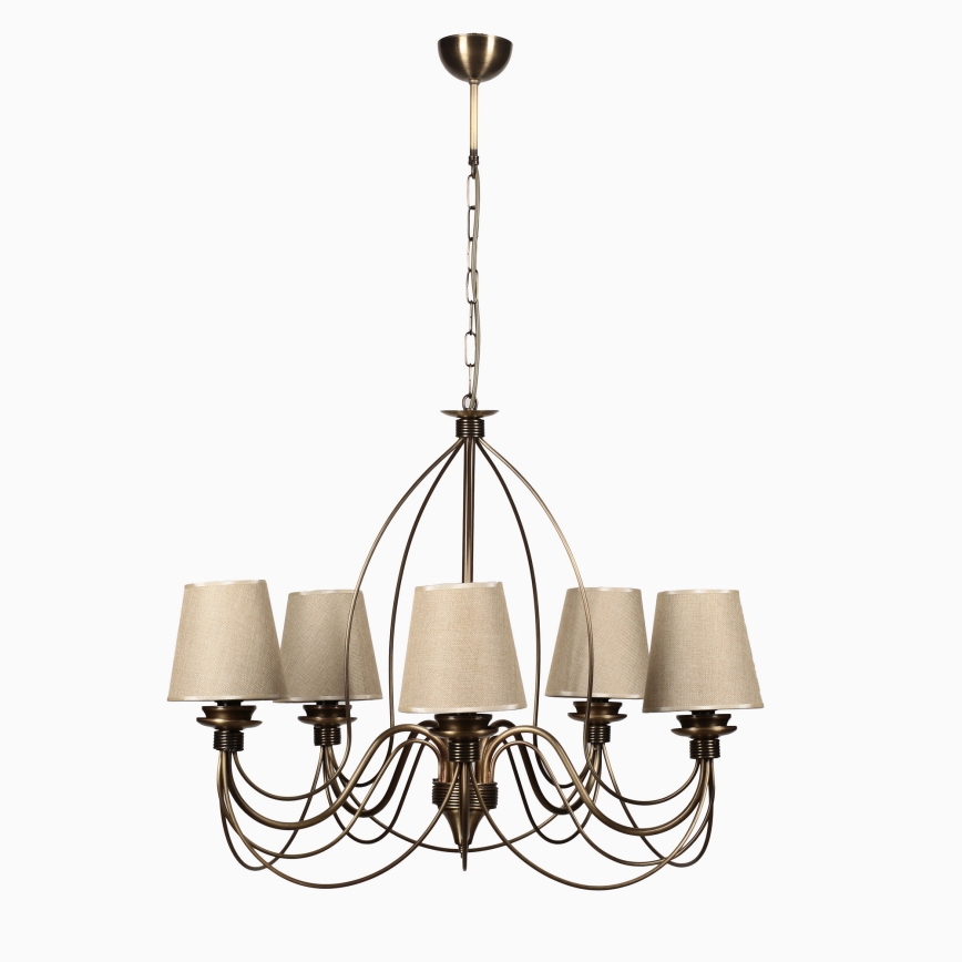 Classic Chandelier 5xE14/40W/230V bronze/beige