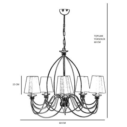 Classic Chandelier 5xE14/40W/230V bronze/beige