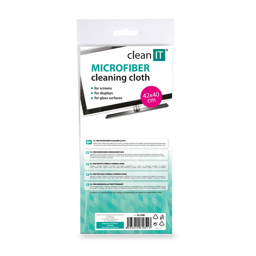CLEAN IT CL-700 - Серветка для чищення з мікрофібри 40x42 см синій