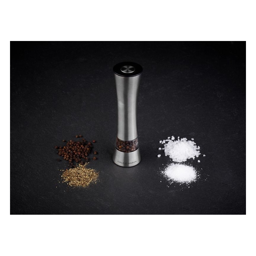 Cole&Mason - Электрический salt or pepper grinder BURFORD 4xAAA 18 cm матовый хром