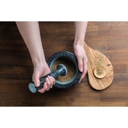 Cole&Mason - Гранитная ступка с пестиком GRANITE диам. 18 см гранит/черный