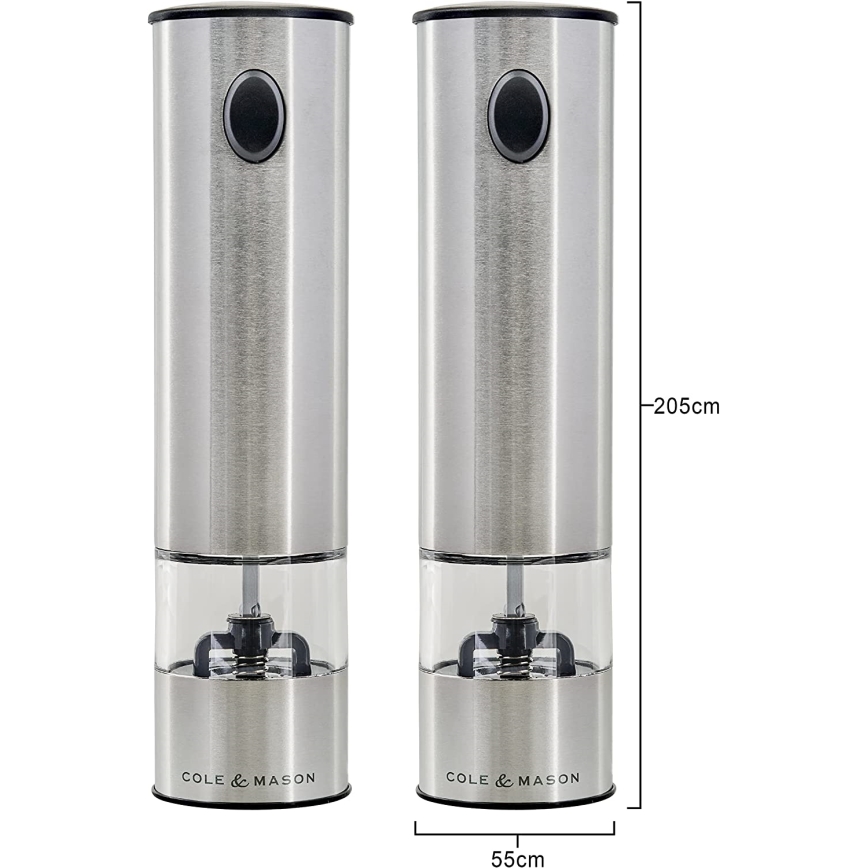 Cole&Mason - Набір електричних млинів для спецій BATTERSEA 2 шт. 6xAAA