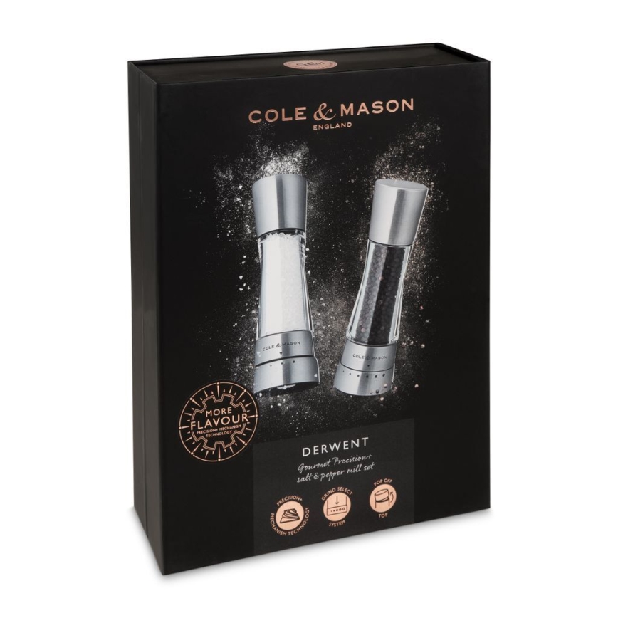 Cole&Mason - Набор мельниц для соли и перца DERWENT 2 шт. 19 см блестящий хром