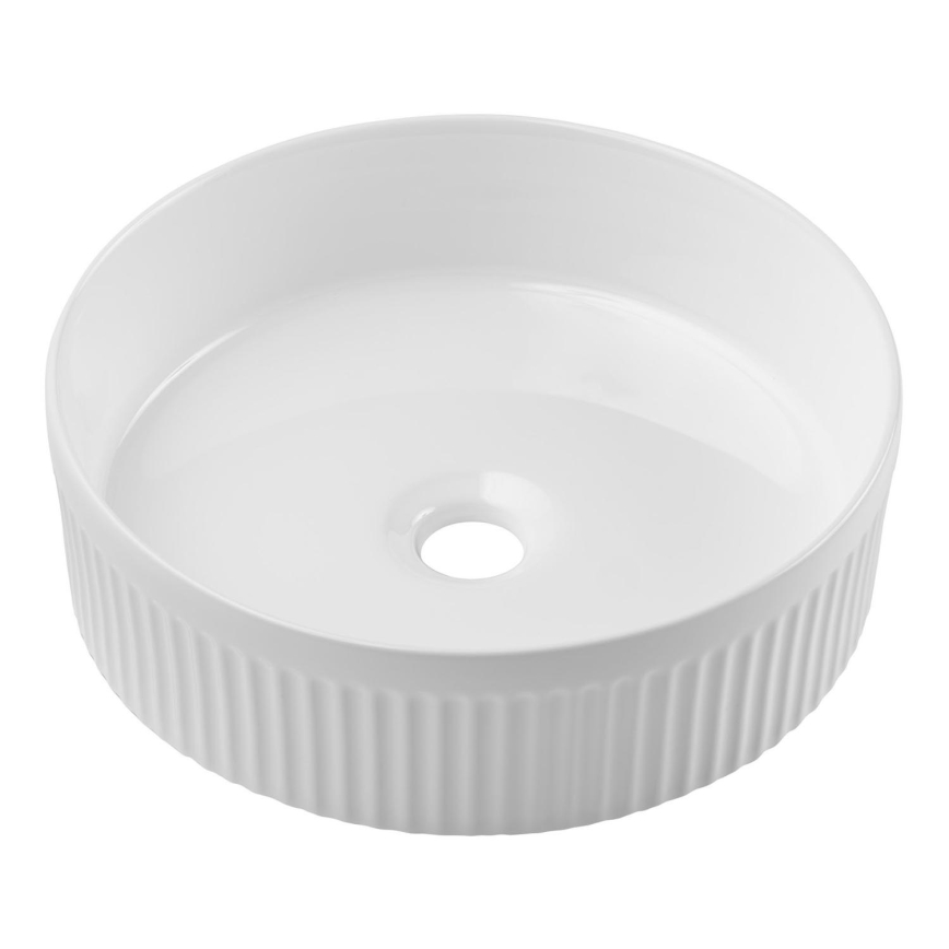 COMAD BEYOND 2 WHITE ( E-6565 ) - Умивальник накладний (на стільницю) BEYOND діаметр 36 см кераміка/глянцевий білий