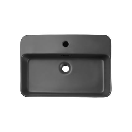 COMAD TRUST 2 MATT DARK GREY ( E-6282 ) - Умивальник накладний (на стільницю) TRUST 55x38 см кераміка/матовий сірий