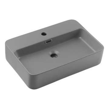 COMAD TRUST 2 MATT LIGHT GREY (E-6282) - Раковина на столешницу TRUST 55x38 см керамика/матовый серый