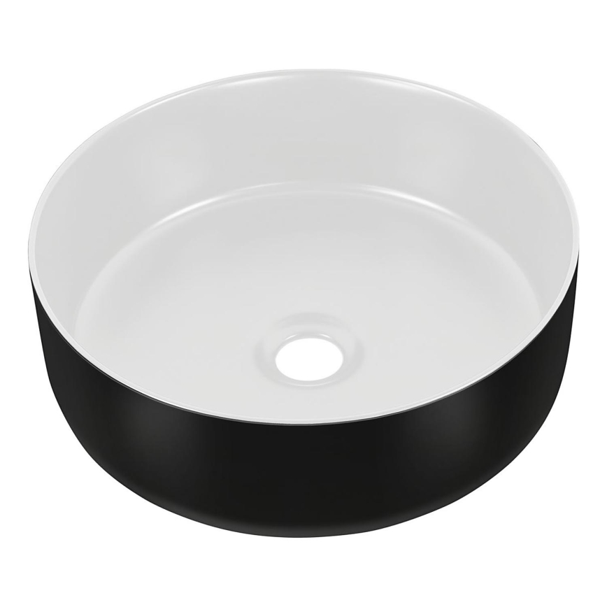 COMAD UM-6259 SIMPLE 8. - Раковина на столешницу SIMPLE диаметр 36 см керамика/матовый белый/матовый черный