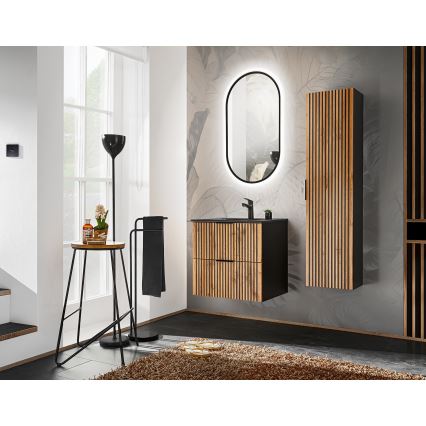 COMAD XILO BLACK WOTAN 82-60-D-2S - Тумба під умивальник для ванної XILO 57x60,2 см чорна/дуб wotan