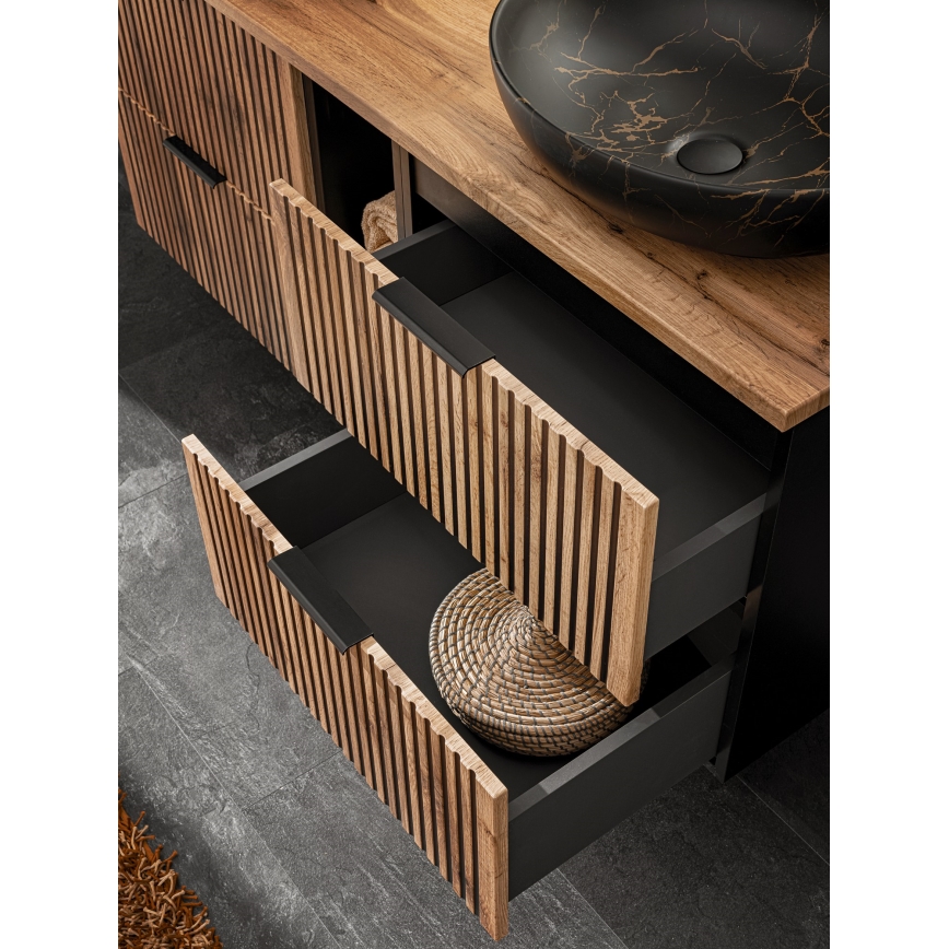 COMAD XILO BLACK WOTAN 82-60-D-2S - Тумба под умывальник XILO 57x60,2 см черный/дуб wotan