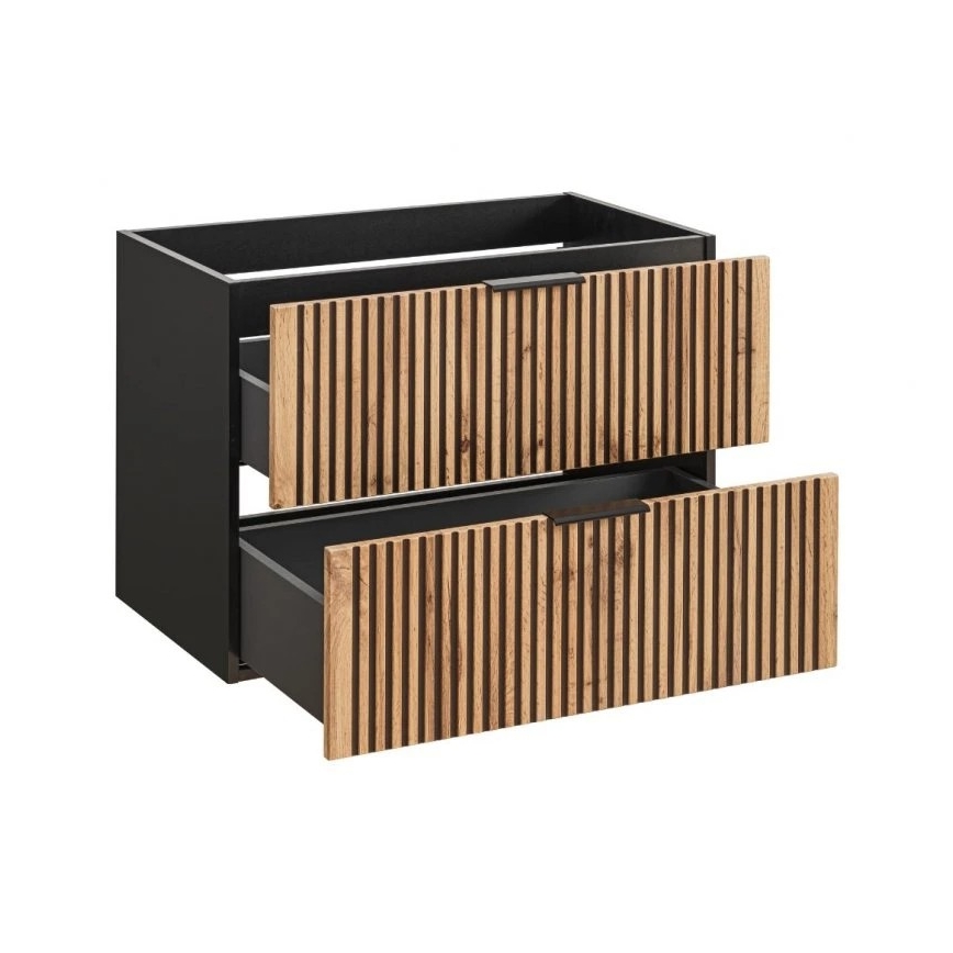 COMAD XILO BLACK WOTAN 82-80-D-2S - Тумба под раковину для ванной XILO 57x80,2 см чёрная/дуб Wotan