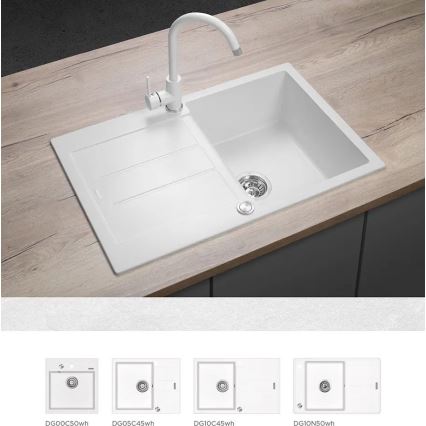 Concept BDG3334WH - Змішувач для кухонної мийки 33,5 см граніт/bілий