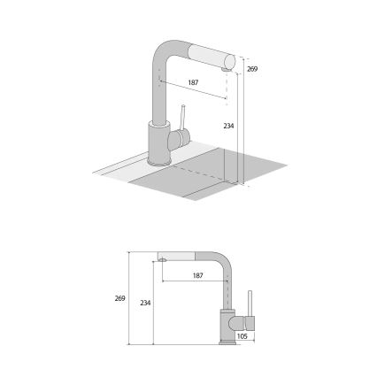 Concept BDG4527BC - Смеситель для мойки с выдвижной лейкой 26,9 cm гранит/чёрный