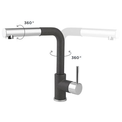 Concept BDG4527DG - Кухонный смеситель с выдвижной лейкой 26,9 см гранит/тёмно-серый