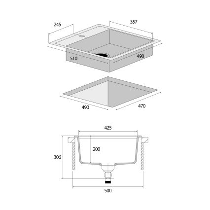 Concept DG00C50DG - Кухонна мийка CUBIS 49x51 см граніт/ темно-сіра