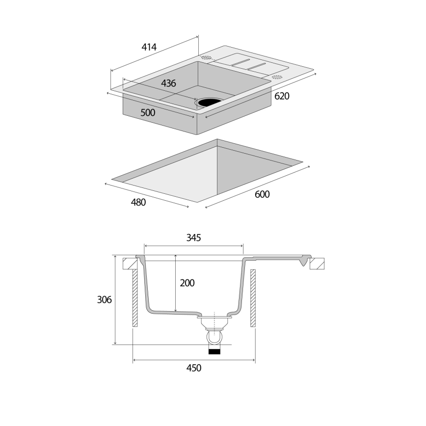 Concept DG05C45BE - Кухонна мийка CUBIS 50x62 см, граніт, бежевий