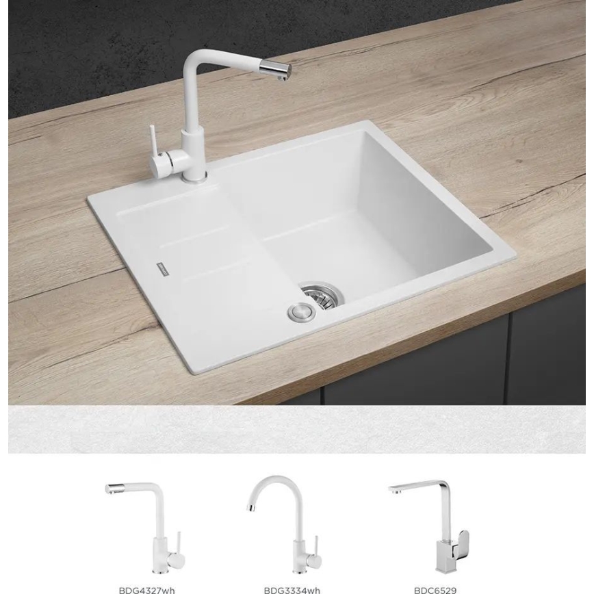 Concept DG05C45WH - Кухонна мийка CUBIS 50x62 см граніт/біла