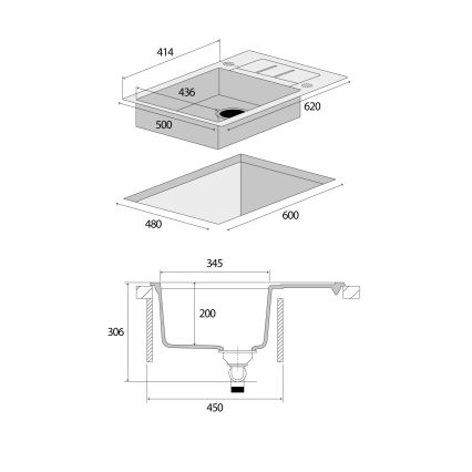 Concept DG05C45WH - Кухонная мойка CUBIS 50x62 см гранит/белая