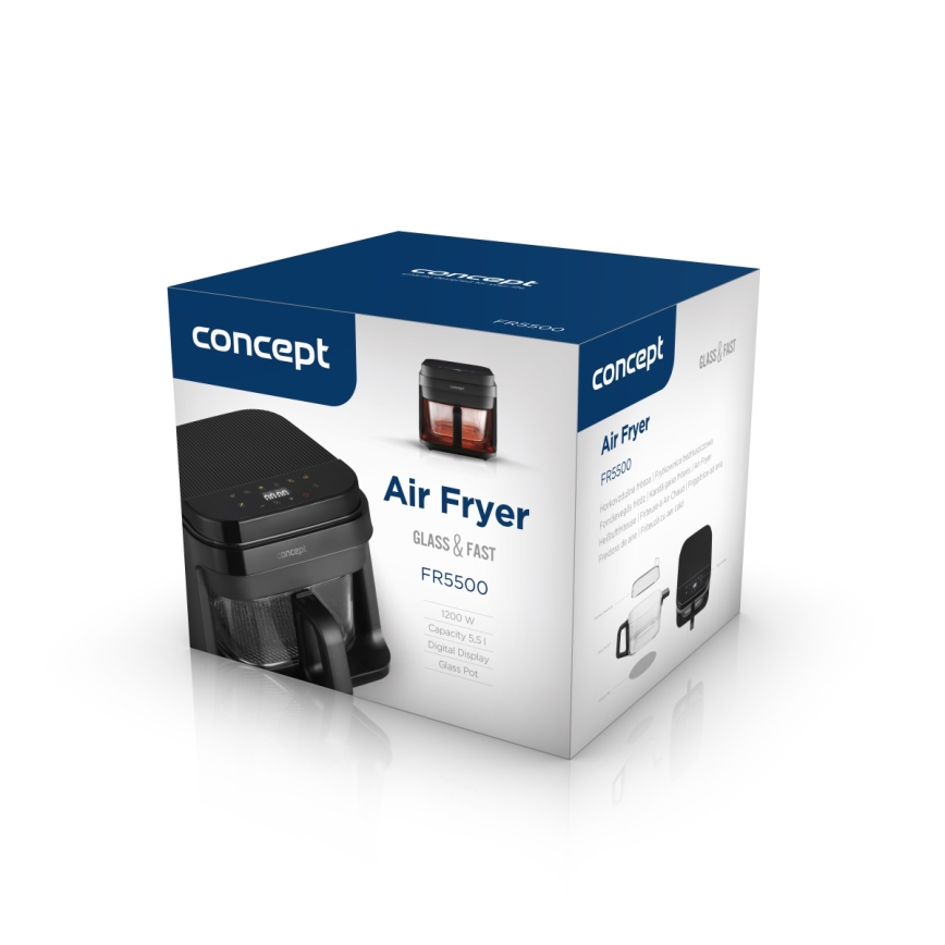 Concept FR5500 - Аеро-фритюрниця GLASS & FAST 5,5 л 1200W/230V чорний