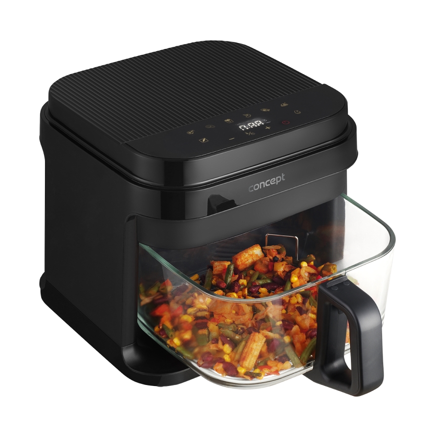 Concept FR5500 - Аеро-фритюрниця GLASS & FAST 5,5 л 1200W/230V чорний