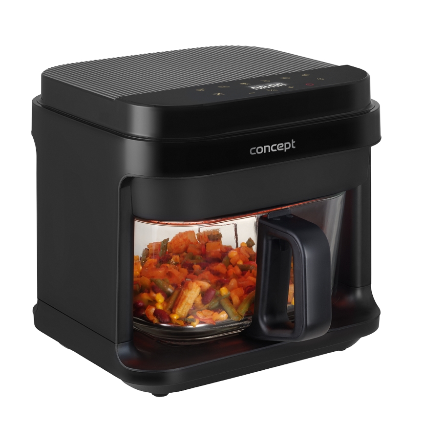 Concept FR5500 - Аеро-фритюрниця GLASS & FAST 5,5 л 1200W/230V чорний
