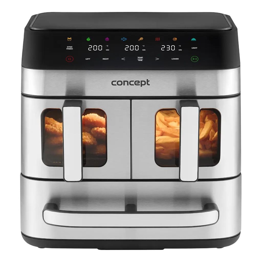 Concept FR9000 - аерофритюрниця PIZZA TRIO 18,5 л 2700 Вт/230 В нержавіюча сталь/чорний