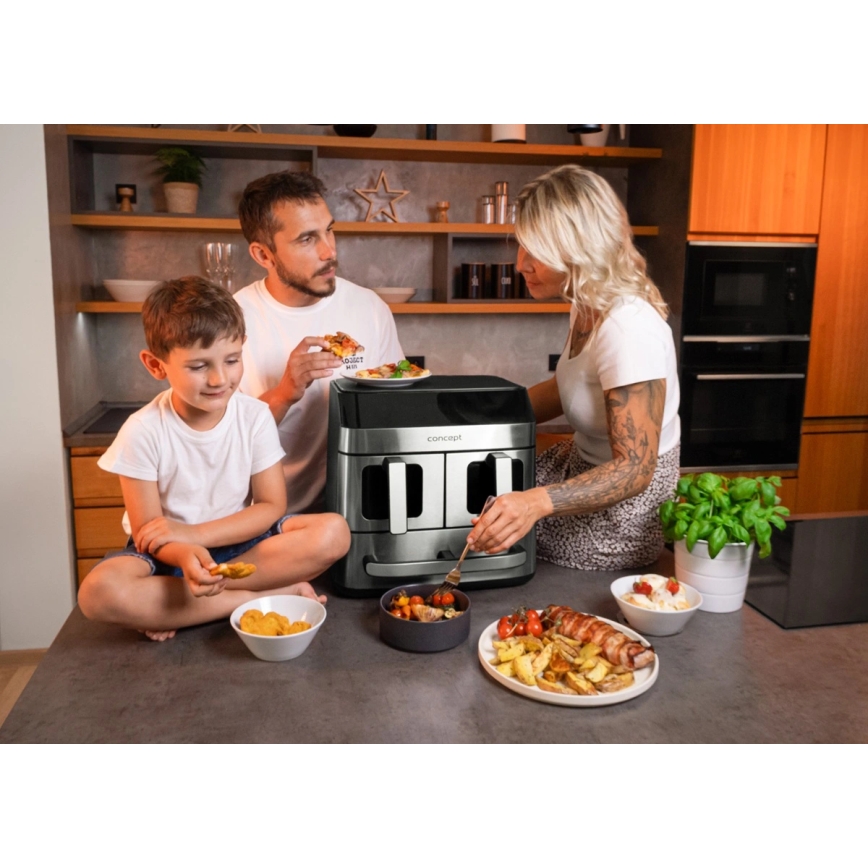 Concept FR9000 - аерофритюрниця PIZZA TRIO 18,5 л 2700 Вт/230 В нержавіюча сталь/чорний