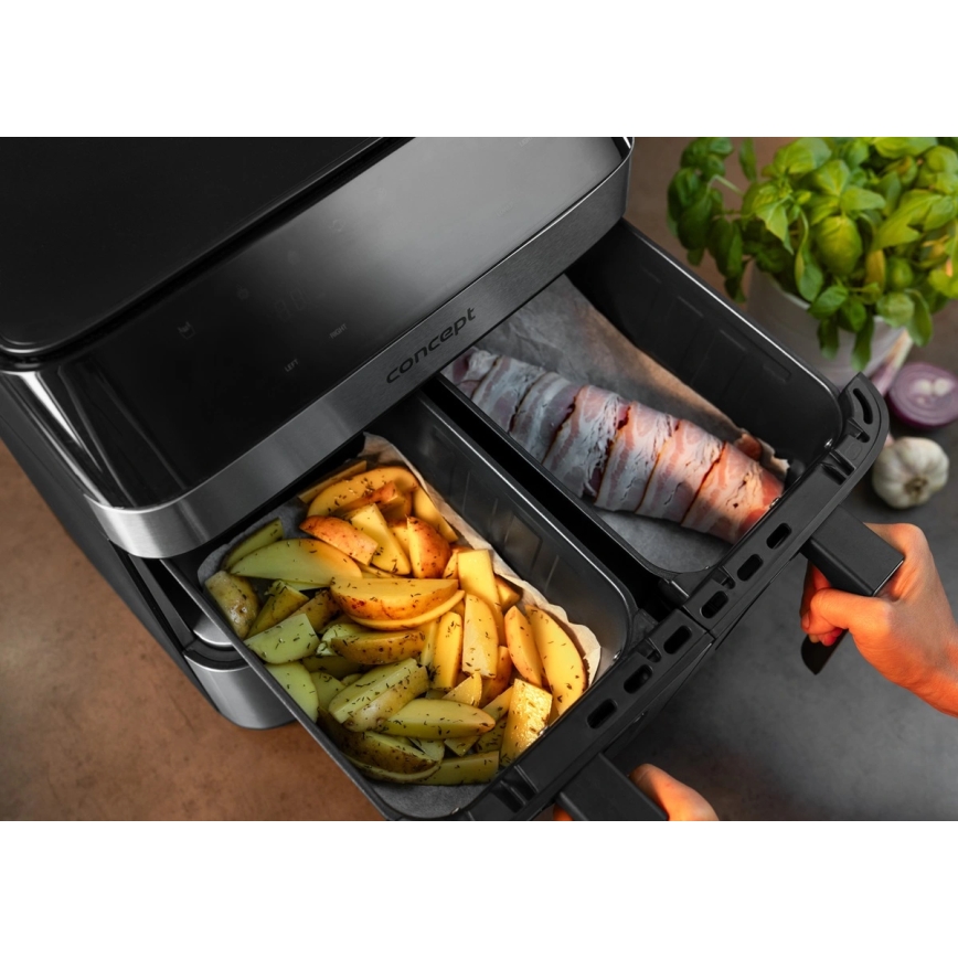 Concept FR9000 - аерофритюрниця PIZZA TRIO 18,5 л 2700 Вт/230 В нержавіюча сталь/чорний