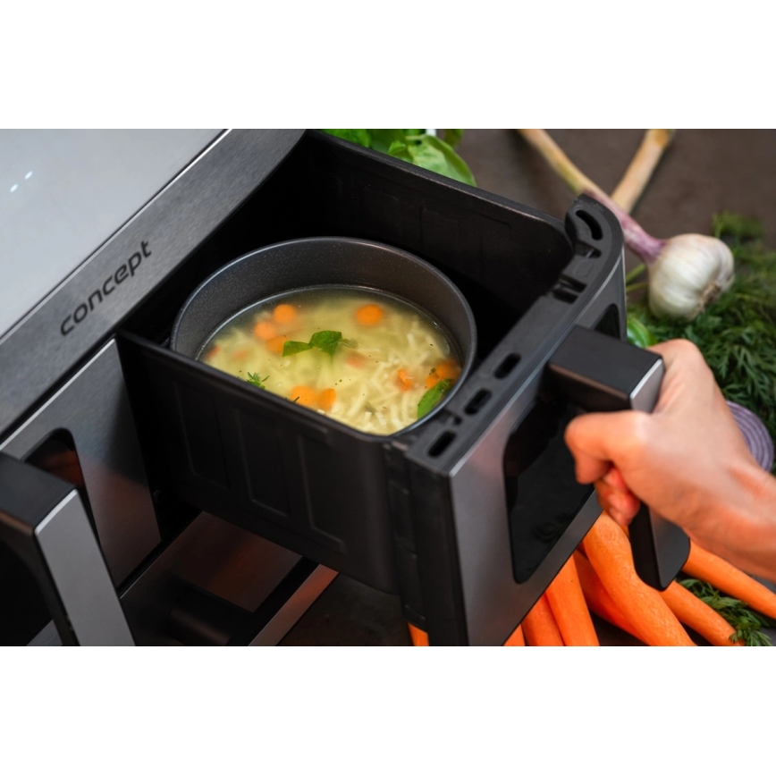 Concept FR9000 - аерофритюрниця PIZZA TRIO 18,5 л 2700 Вт/230 В нержавіюча сталь/чорний