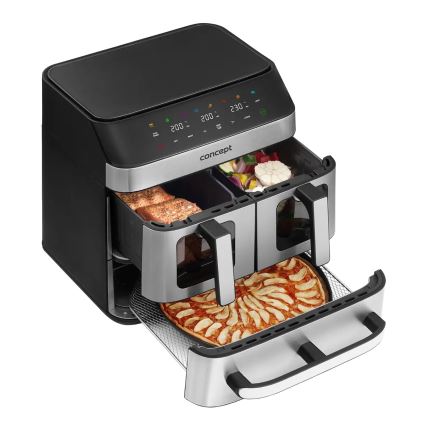 Concept FR9000 - аерофритюрниця PIZZA TRIO 18,5 л 2700 Вт/230 В нержавіюча сталь/чорний