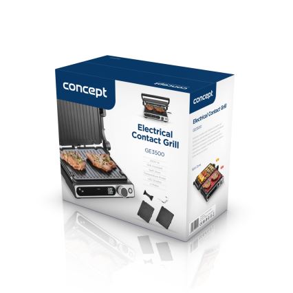 Concept ge3500 - Контактний гриль з температурним датчиком 2000 Вт/230 В чорний