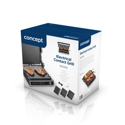 Concept ge3550 - Контактний гриль з температурним датчиком 2000 Вт/230 В чорний
