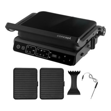 Concept ge3600 - Контактный гриль с температурным датчиком GLASS 2000 Вт/230 В черный