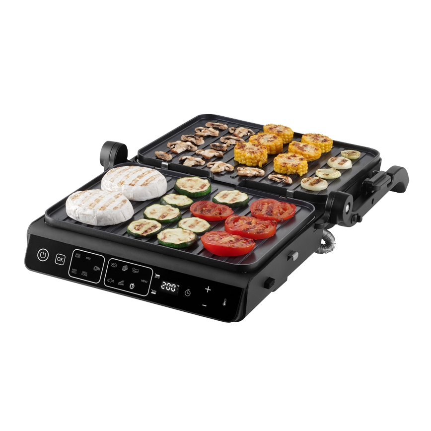 Concept ge3600 - Контактный гриль с температурным зондом GLASS 2000W/230V черный