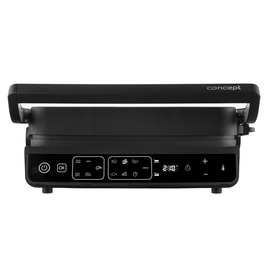 Concept ge3600 - Контактный гриль с температурным зондом GLASS 2000W/230V черный