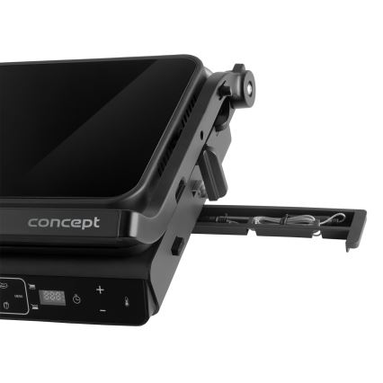 Concept ge3600 - Контактный гриль с температурным зондом GLASS 2000W/230V черный