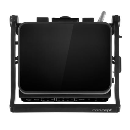 Concept ge3600 - Контактный гриль с температурным датчиком GLASS 2000 Вт/230 В черный